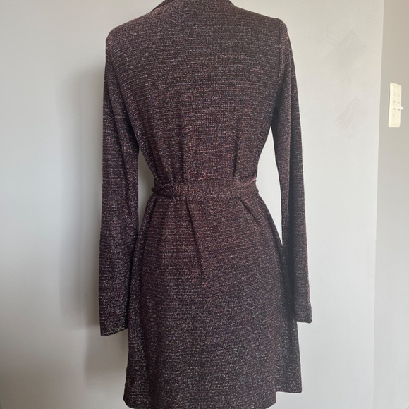 PAIGE Lucielle Longsleeve Dress Wrap up Stretchy Lurex Metallic Holidays Cocktai - Picture 9 of 16